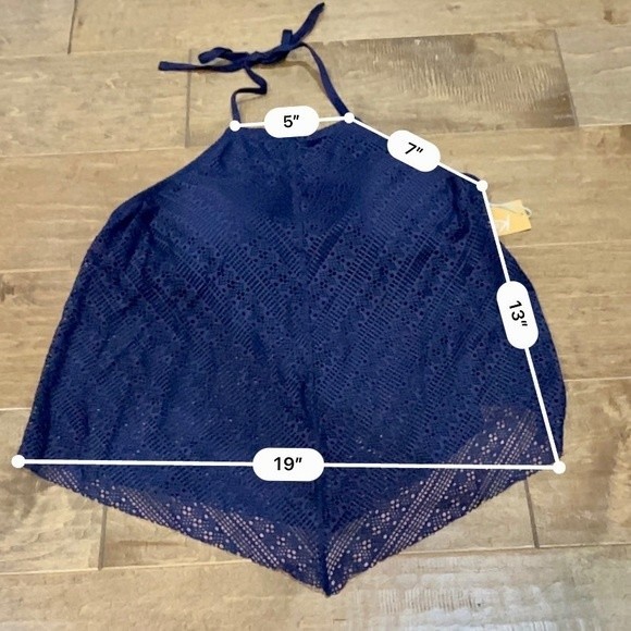 Kona Sol Women’s Eyelet Halter Tankini Swim Top Oxford Blue NWT - Picture 8 of 8